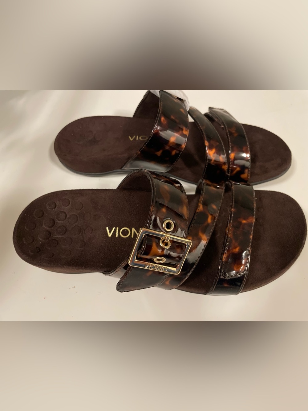 NWOT Vionic Orthotic adjustable tortoise slide sandals - Picture 3 of 7